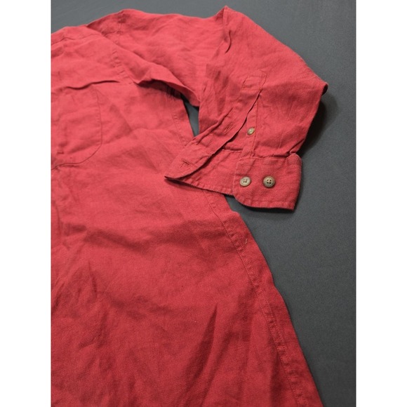 Faconnable 100% Linen Button Down Shirt Men's L  Coral Long Sleeve Shirt... - Picture 3 of 8